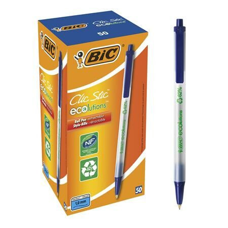 Golyóstoll, 0,32 mm, nyomógombos, BIC Clic Stic ecolutions, kék (BC8806891)