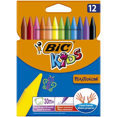 Zsírkréta, BIC KIDS PlastiDecor, 12 különböző szín (BC945764)