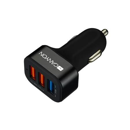 Autós töltő, 3xUSB, QC 3.0, 2,1A, CANYON C-07 (CAC07B)