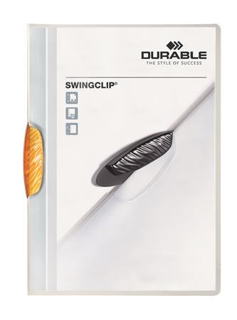 Gyorsfűző, klipes, A4, DURABLE Swingclip® 30, narancs (DB226009)