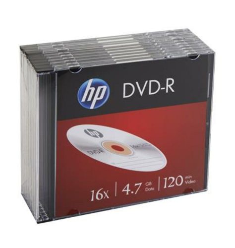 DVD-R lemez, 4,7 GB, 16x, 10 db, vékony tok, HP (DVDH-16V10)