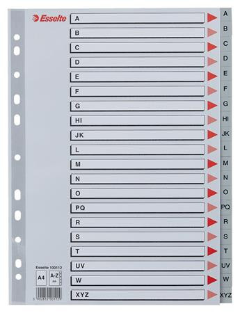 Regiszter, műanyag, A4, A-Z, ESSELTE, szürke (E100112)