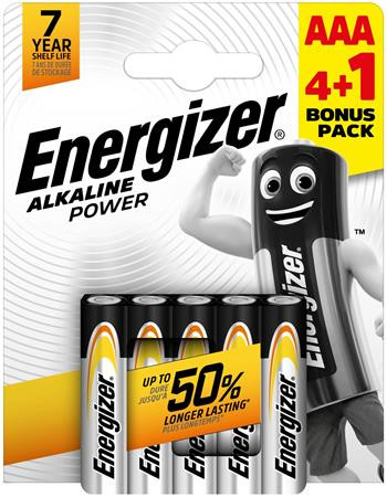 Elem, AAA mikro, 4+1 db, ENERGIZER Alkaline Power (EEAAA5AP)