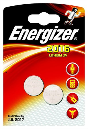 Gombelem, CR2016, 2 db, ENERGIZER (EECR2016D)