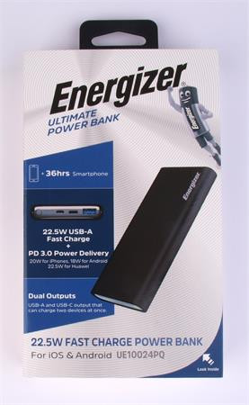 Hordozható akkumulátor, 10000 mAh, 22,5W, ENERGIZER Ultimate (EHAK04)