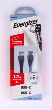 USB kábel, USB-C - USB-C, 1,2m, ENERGIZER, fekete (EKA03)