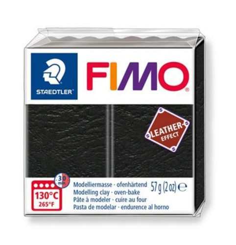 Gyurma, 57 g, égethető, FIMO Leather Effect, fekete (FM8010909)