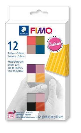 Gyurma, készlet, 12x25 g, égethető, FIMO Soft Fashion, 12 különböző szín (FM8023C125)