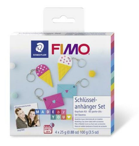 Gyurma készlet, 4x25 g, égethető, FIMO Soft DIY, kulcstartó (FM8025DIY3)