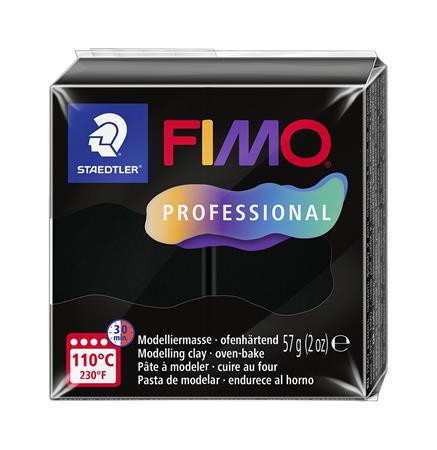 Gyurma, 57 g, égethető, FIMO Professional, fekete (FM80409)