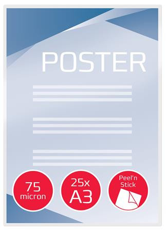 Meleglamináló fólia, 75 mikron, A3, fényes, öntapadó, GBC Peel'n Stick (GBC3747526)