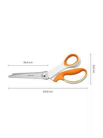 Olló, cikkcakk, 24,2 cm, FISKARS SoftGrip™, fehér/narancssárga (IF1070024)