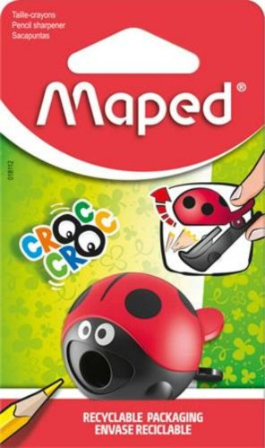 Hegyező, egylyukú, tartályos, MAPED Croc Croc Easy, katica és bálna, vegyes formák (IMA18112)