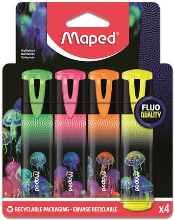 Szövegkiemelő készlet, 1-5 mm, MAPED Deepsea Paradise Fluo Peps, 4 különböző szín (IMA740710)