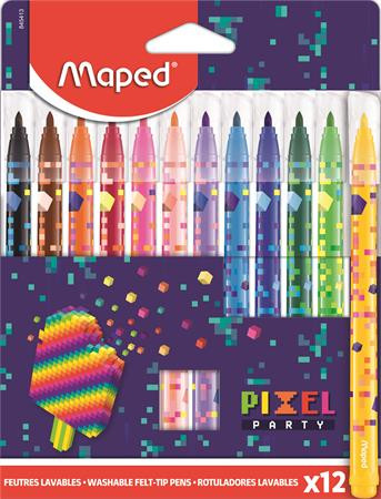 Filctoll készlet, 2,8 mm, kimosható, MAPED Pixel Party, 12 különböző szín (IMA845413)