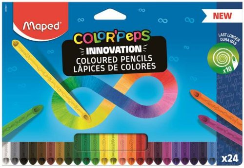 Színes ceruza készlet, háromszögletű, MAPED Color'Peps INFINITY, 24 különböző szín (IMA861601)