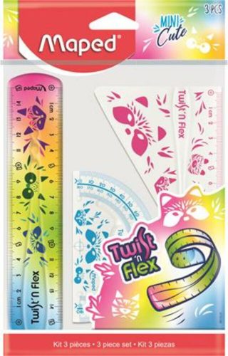 Vonalzókészlet, műanyag, törhetetlen, 3 darabos, MAPED Mini Cute Twist 'n Flex (IMA981828)