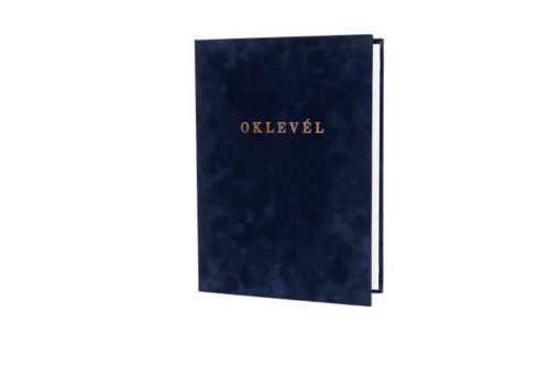 Oklevéltartó, A4, exkluzív, aranyozva, kék (ISKE176)