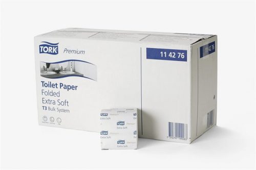 Toalettpapír, T3 rendszer, 2 rétegű, Premium, TORK Extra Soft Folded, fehér (KHH408)