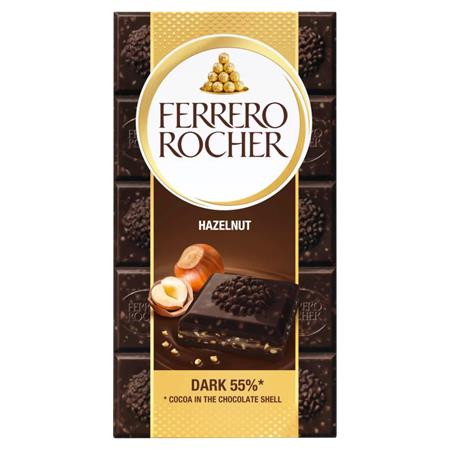 Étcsokoládé, 90 g, FERRERO ROCHER Prémium, mogyorós töltelékkel (KHK1031)