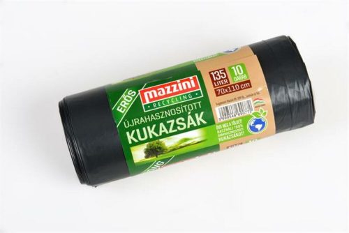 Szemeteszsák, újrahasznosított, erős, 135 l, 10 db,70x110 cm, MAZZINI (KHK909)