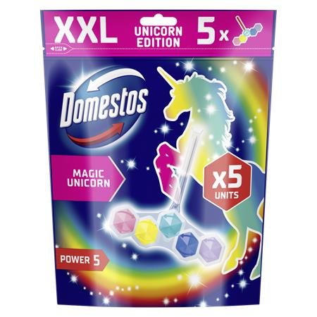 WC frissítő blokk, 5 db-os, DOMESTOS Power 5, unikornis (KHT1178)