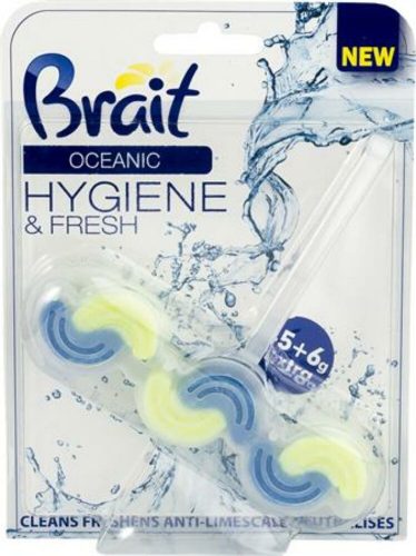 WC tisztító blokk, 2 fázisú, 45 g, Brait Hygiene and fresh, óceán (KHT923)