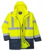 Munkavédelmi kabát, jól láthatósági, 3 az 1-ben, L méret  Hi-Vis, sárga-tengerészkék (MED180)