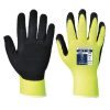 Védőkesztyű, nylon, latexhab, tenyerén mártott, L méret Hi-Vis Grip, sárga (MED261)