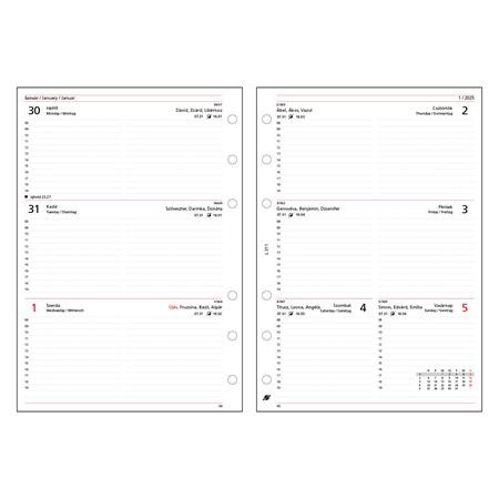 Kalendárium betét, tervező, heti, L, SATURNUS, fehér 2025 (NKL311F25)