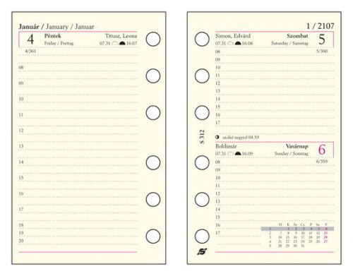 Kalendárium betét, tervező, napi, S, SATURNUS, chamois 2024 (NKS312)
