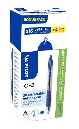 Zseléstoll, 0,25 mm, nyomógombos, PILOT G-2, Bonus Pack, kék (PG2ZS5KB)