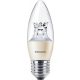 LED izzó, E27, gyertya, B38, 6W, 470lm, 2700K, szabályozható, PHILIPS Master (PLED020)