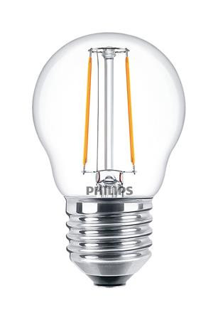 LED izzó, E27, kisgömb, P45, 2W, 250lm, 2700K, PHILIPS CorePro (PLED56)