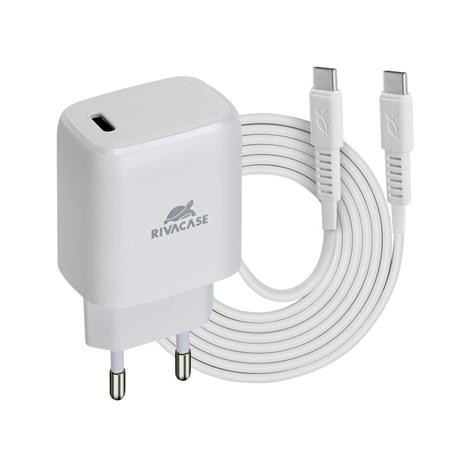 Hálózati töltő, 20W, USB-C (PD 3.0), USB-C töltőkábel, RIVACASE PS4191, fehér (RH4191WK)