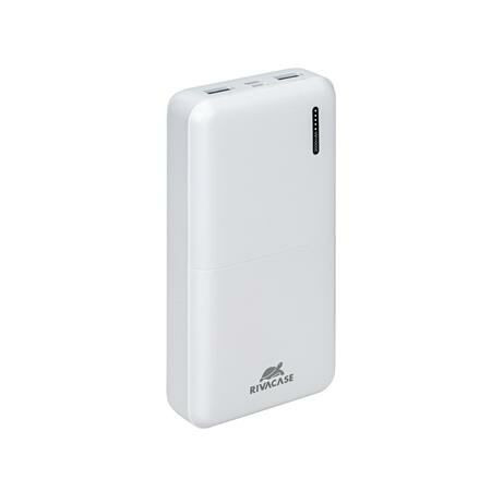 Hordozható akkumulátor, USB-A/USB-C, 20000mAh, 20W, QC/PD, RIVACASE VA2572, fehér (RHAVA2572W)