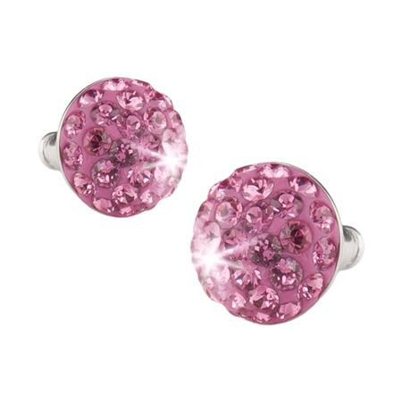 Fülbevaló, félgömb, rózsaszín, SWAROVSKI® kristállyal, 10mm, ART CRYSTELLA® (RSWF051)