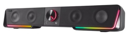 Hangszóró, 12W, 2x3.5 mm jack + USB-A, SPEEDLINK GRAVITY RGB Stereo Soundbar, fekete (SLHAGSSB)