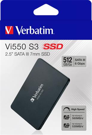 SSD (belső memória), 512GB, SATA 3, 500/520MB/s, VERBATIM Vi550 (SVM512GV)