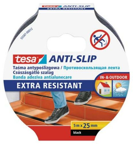 Csúszásgátló szalag, 25 mm x 5 m, TESA Anti-slip, fekete (TE55587F)