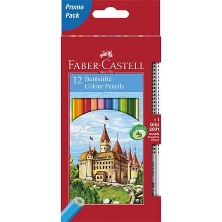 Színes ceruza készlet, hatszögletű, FABER-CASTELL Classic, 12 különböző szín + 1 db grafitceruza (TFC115852)