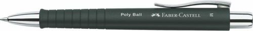 Golyóstoll, 0,7 mm, nyomógombos tolltest, fekete tolltest, FABER-CASTELL Poly Ball, kék (TFC241199)