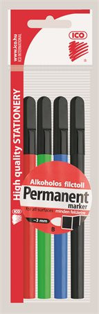 Alkoholos marker készlet, OHP, 2-3 mm, B, ICO, 4 különböző szín (TICPBV4)