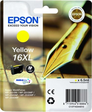 T16344010 Tintapatron Workforce WF2540WF nyomtatóhoz, EPSON, sárga, 6,5ml (TJE16344)