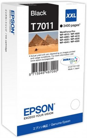 T70114010 Tintapatron Workforce Pro 4000, 4500 sorozat nyomtatókhoz, EPSON, fekete, 63,2 ml (TJE70114)