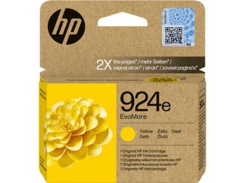 4K0U9NE Tintapatron Officejet Pro 8120e, 8130e nyomtatókhoz, HP 924 EvoMore, sárga, 800 oldal (TJH4K0U9N)