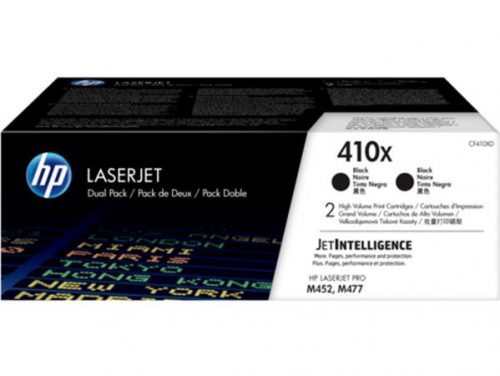 CF410XD Lézertoner Color LaserJet Pro M452, M477 nyomtatókhoz, HP 410X, fekete, 2*6,5k (TOHP410XD)