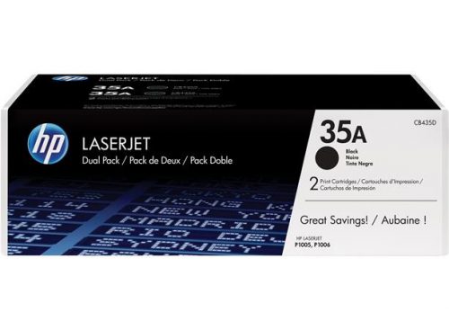 CB435AD Lézertoner LaserJet P1005, P1006 nyomtatókhoz, HP 35A, fekete, 2*1,5k (TOHPCB435D)