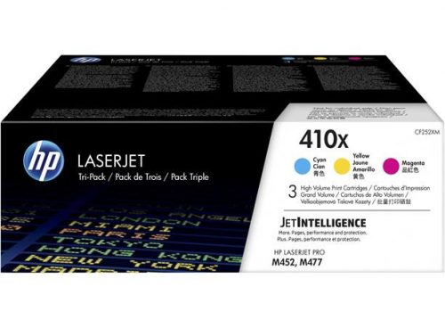 CF252XM Lézertoner multipack Color LaserJet Pro M452, M477 nyomtatókhoz, HP 410X, c+m+y, 3*5k (TOHPCF252XM)