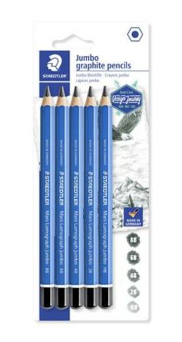 Grafitceruza készlet, jumbo, hatszögletű, STAEDTLER  Mars Lumograph Jumbo 100J, 5 különböző keménység (TS100JSBK5)